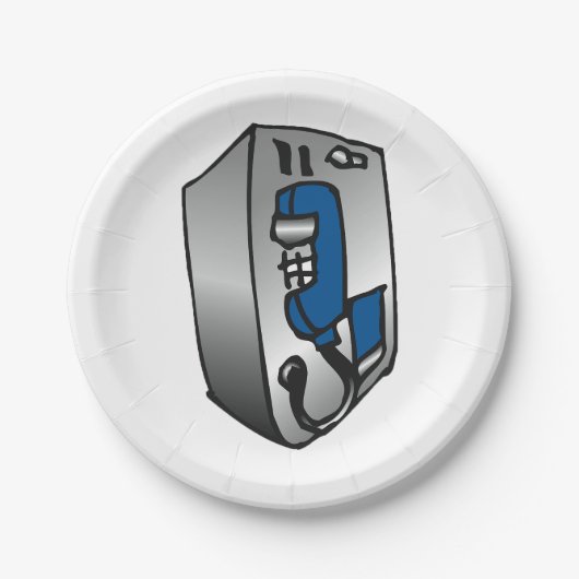 Payphone Blue Telefon Pappteller (Vorderseite)