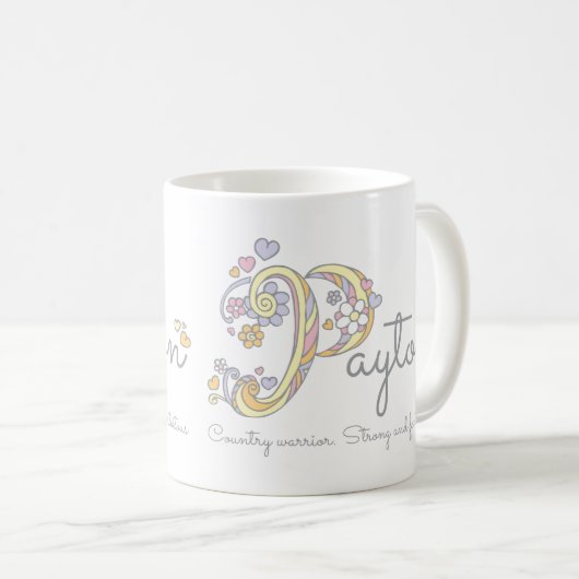 PayPton p Name bedeutet Monogramm-Tasse Kaffeetasse (VorderseiteRechts)