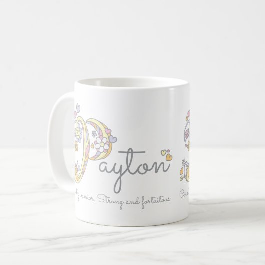 PayPton p Name bedeutet Monogramm-Tasse Kaffeetasse (Vorderseite Links)
