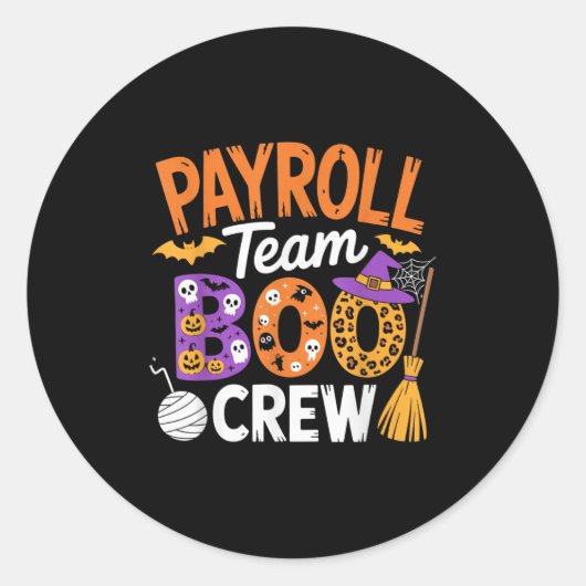 Payroll Team Boo Crew Halloween Matching Soky Outf Runder Aufkleber (Vorderseite)