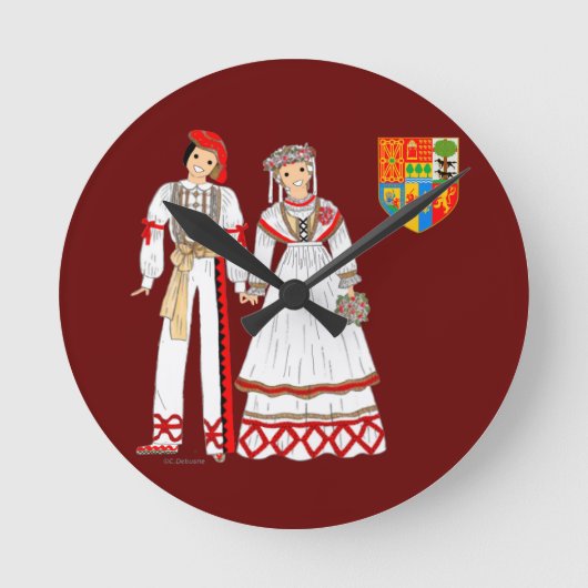 Pays Basque, Aquitaine, France Runde Wanduhr (Vorderseite)