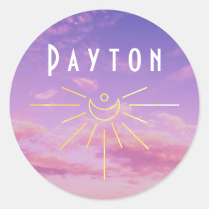 Payton Name Custom Stickers Round Sun Boho Hippie