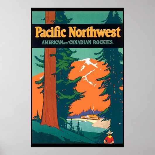 Pazifik Nordwest Vintage Plakatwiedergabe Poster (Vorne)