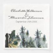 Pazifik Nordwestfarbenwald und Hirsch Serviette (Vorderseite)