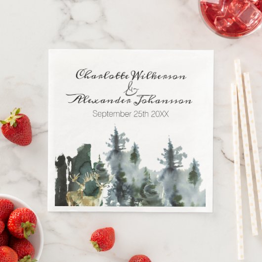 Pazifik Nordwestfarbenwald und Hirsch Serviette (Beispiel)