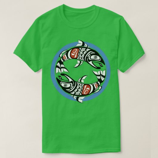 Pazifik Nordwestlicher Doppellachs Coho YinYang Kü T-Shirt (Design vorne)