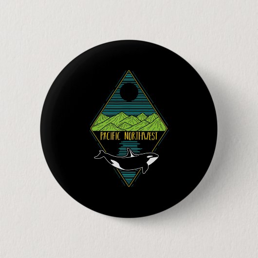 Pazifik Nordwestorca Whale Tree Mountain Ocean P Button (Vorderseite)