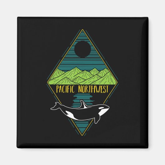 Pazifik Nordwestorca Whale Tree Mountain Ocean P Magnet (Vorne)