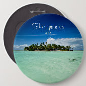 Pazifikinsel mit Palme-Flitterwochenknopf Button (Vorne & Hinten)