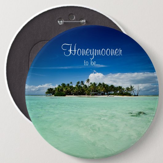 Pazifikinsel mit Palme-Flitterwochenknopf Button (Vorne & Hinten)