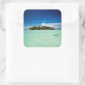 Pazifikinsel mit Palmen-Aufkleber Quadratischer Aufkleber (Tasche)