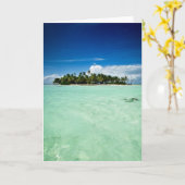 Pazifikinsel mit Palmen Grußkarte Karte (Gelbe Blume)