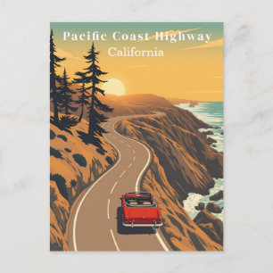 Pazifikküste Highway California Retro Coasta Postkarte