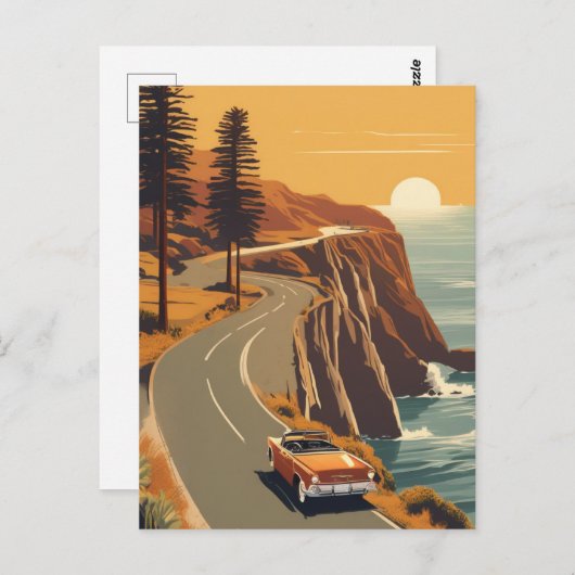 Pazifikküste Kalifornien Retro-Küste Postkarte (Vorne/Hinten)