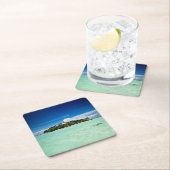 Pazifische Insel mit Palme-Untersetzer Rechteckiger Pappuntersetzer (Vor Ort)