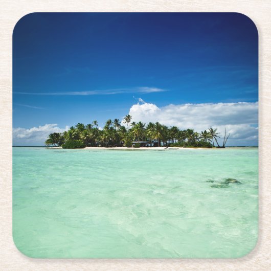 Pazifische Insel mit Palme-Untersetzer Rechteckiger Pappuntersetzer (Vorderseite)