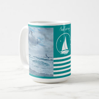 Pazifische Küste/Aqua Blau/Segel weg/Segelboot Kaffeetasse