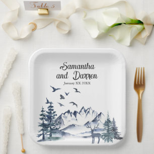 Pazifische Nordwest-Rocky-Berge Hochzeiten Pappteller