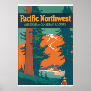 Pazifische Vintage Reise-Plakat-Nordwestgrafik Poster