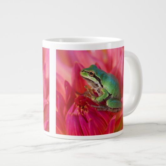 Pazifischer Baumfrosch auf Blume in unserem Garten Jumbo-Tasse (Vorderseite Rechts)