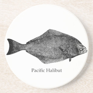 Pazifischer Heilbutt-Logo Getränkeuntersetzer