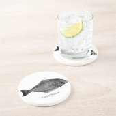 Pazifischer Heilbutt-Logo Getränkeuntersetzer (Seite)