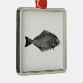 Pazifischer Heilbutt-Logo Silbernes Ornament (Rechts)