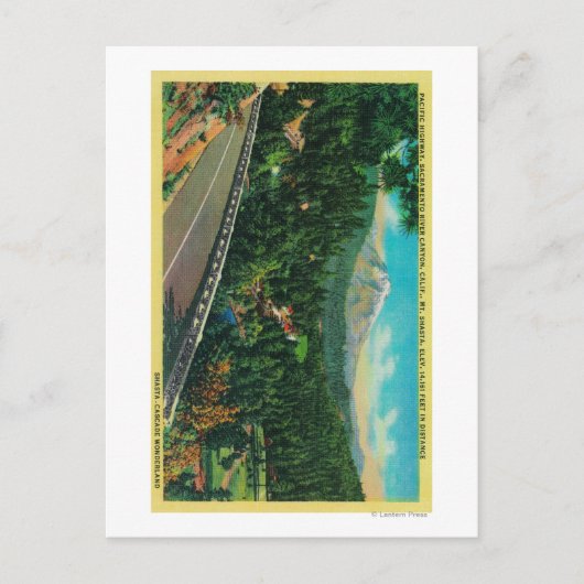 Pazifischer Highway mit M. Shasta in Entfernung Postkarte (Vorderseite)