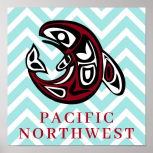 Pazifischer Nordwesten Native American Killerwal Poster