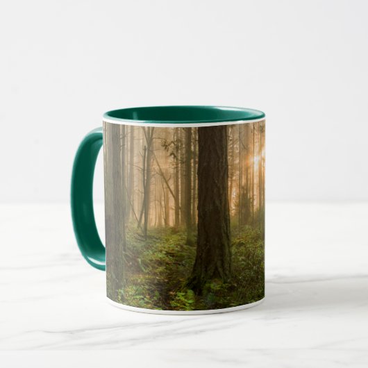 Pazifischer Nordwestnebeliger Morgen des wald| Tasse (Vorderseite Links)
