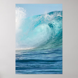 Pazifischer Ozean große Welle brechen vertikale Po Poster
