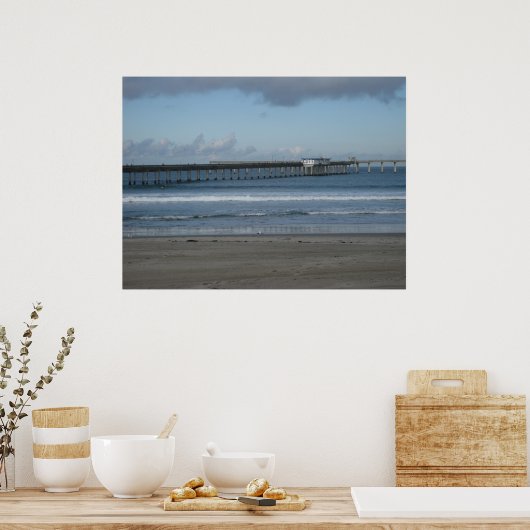 Pazifischer Ozean und Ocean Beach Pier. Poster (Küche)