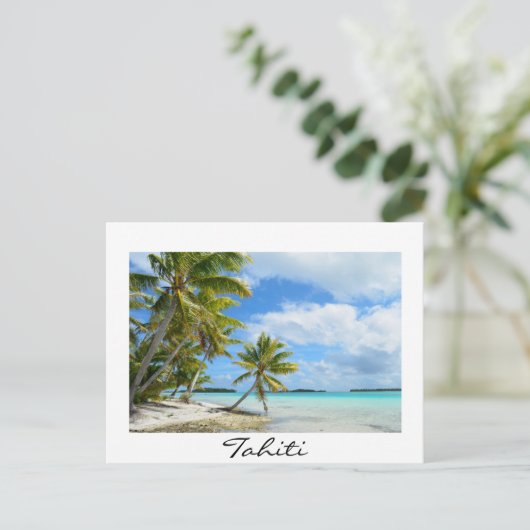 Pazifischer Palmenstrand auf der Postkarte von Tah (Stehend Vorderseite)