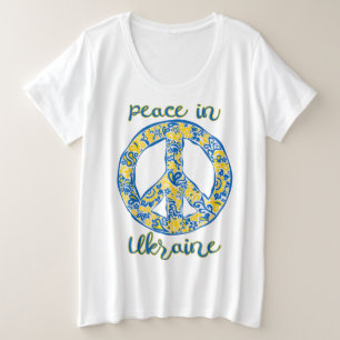 Pazifisches Friedenszeichen in ukrainischen Flagge Große Größe T-Shirt