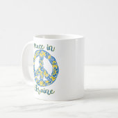 Pazifisches Friedenszeichen in ukrainischen Flagge Kaffeetasse (Vorderseite Links)