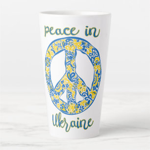 Pazifisches Friedenszeichen in ukrainischen Flagge Milchtasse