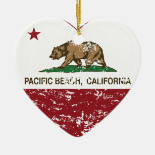 pazifisches Strandherz Kalifornien-Flagge Keramikornament