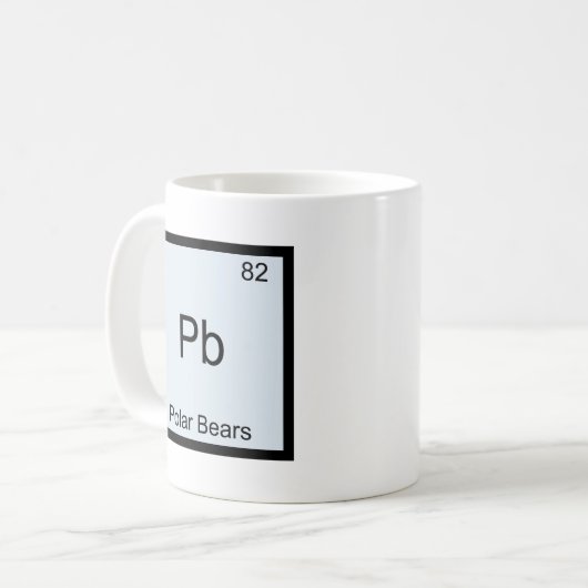 Pb - Eisbär-lustiges Chemie-Element-Symbol Kaffeetasse (Vorderseite Links)