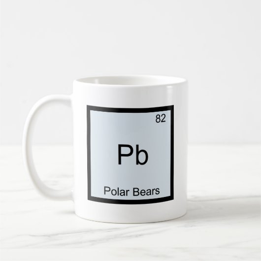 Pb - Eisbär-lustiges Chemie-Element-Symbol Kaffeetasse (Links)