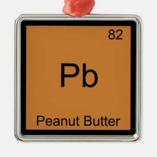 Pb - Erdnussbutter Chemie Periodensystem Symbol Silbernes Ornament