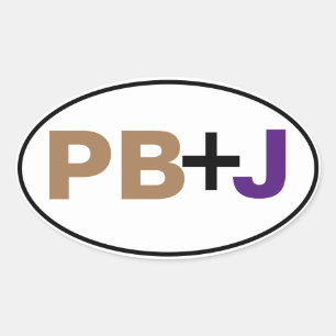 PB+J in Farbe mit Grenzen Ovaler Aufkleber