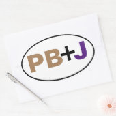 PB+J in Farbe mit Grenzen Ovaler Aufkleber (Umschlag)