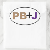 PB+J in Farbe mit Grenzen Ovaler Aufkleber (Tasche)