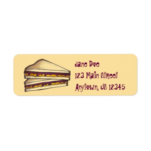 PB&J Peanut Butter und Jelly Sandwich Lunch Labels (Vorne)