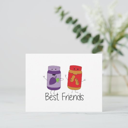 PB und J Best Friends Pb und J BESTE FREUNDIN Zeic Postkarte (Stehend Vorderseite)