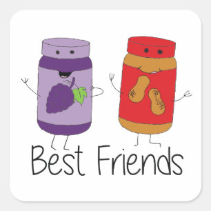 PB und J Best Friends Pb und J BESTE FREUNDIN Zeic Quadratischer Aufkleber
