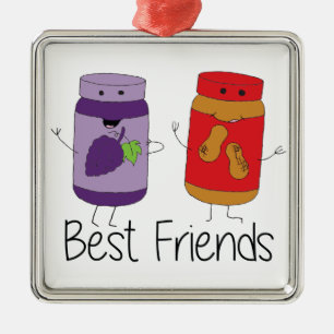 PB und J Best Friends Pb und J BESTE FREUNDIN Zeic Silbernes Ornament