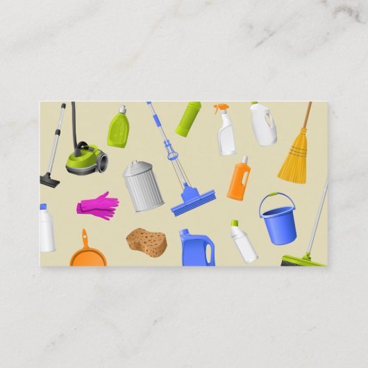 Pbeige Reinigungsservice Housekeeper Janitorial Visitenkarte (Rückseite)