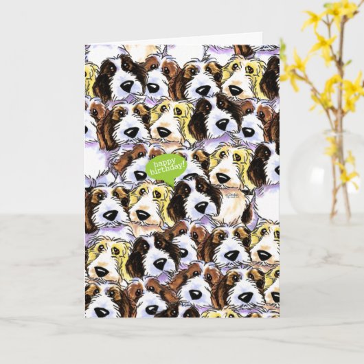 PBGV Hogs Funny Birthday Karte (Gelbe Blume)