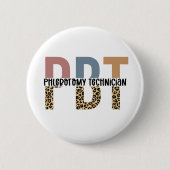 PBT Phlebotomie Techniker Leopard Print Button (Vorderseite)